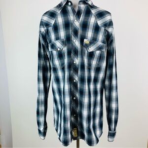 Larry Mahan Cowboy Collection Western Pearl Snap Plaid Shirt Size XL
